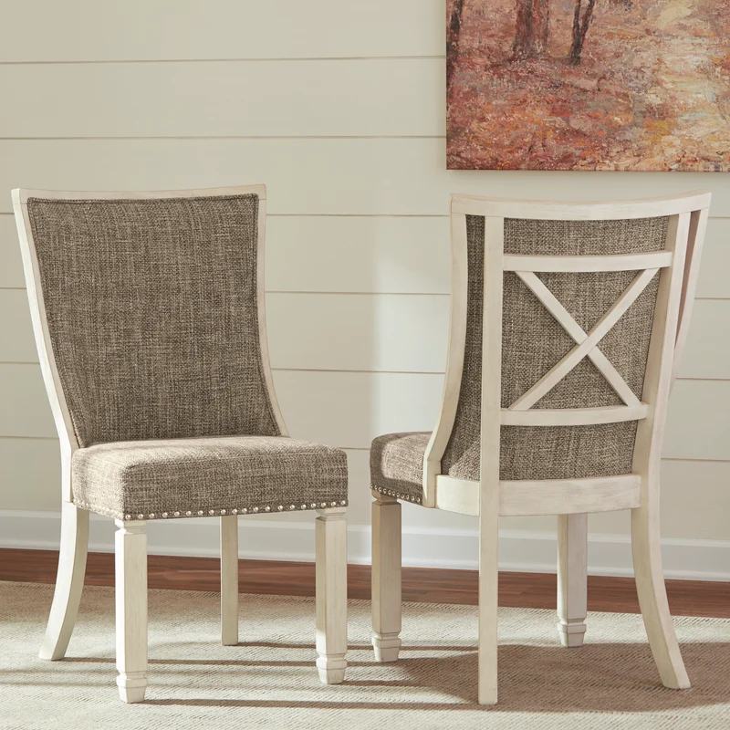 Ensemble de 2 chaises de salle à manger rembourrées en tissu brun - Bolanburg