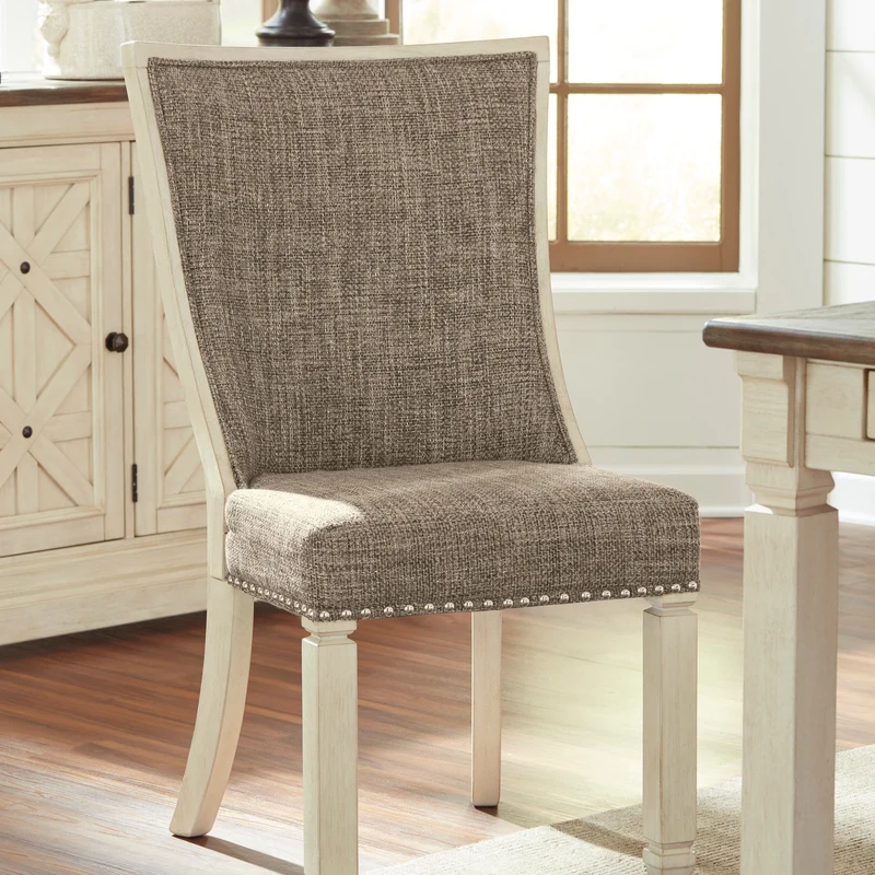 Ensemble de 2 chaises de salle à manger rembourrées en tissu brun - Bolanburg