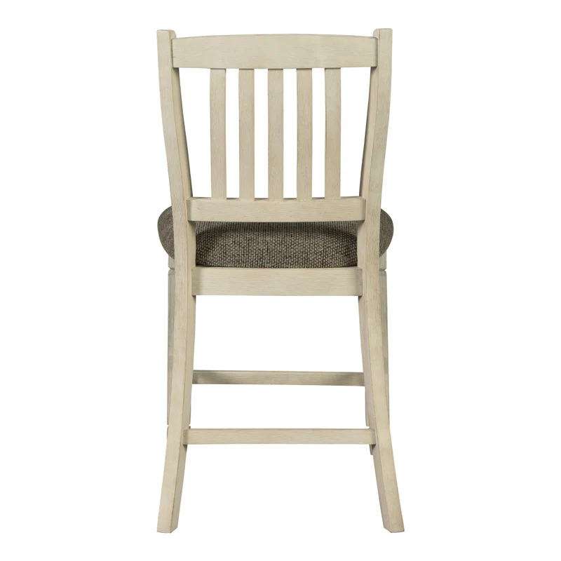 Ensemble de 2 tabourets de bar en bois avec assise rembourrée en tissu brun - Bolanburg
