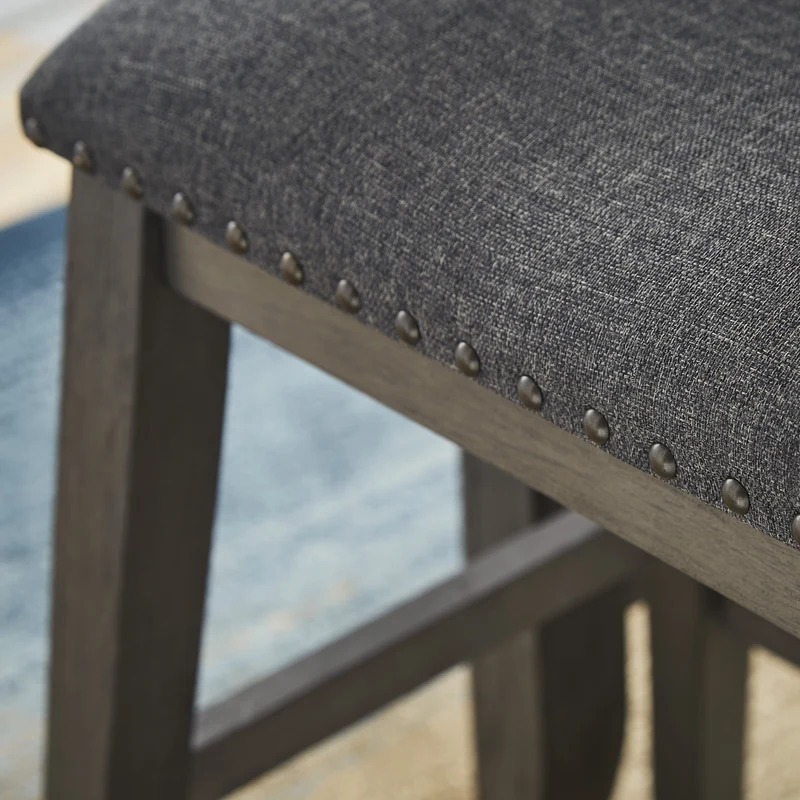 Ensemble de 2 tabourets de comptoir en bois avec assise rembourrée en tissu gris - Caitbrook