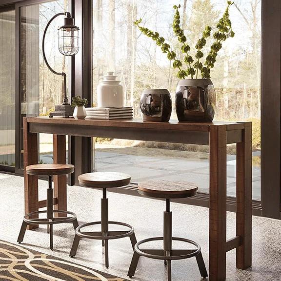 Ensemble de 2 tabourets de bar en bois pivotants et réglables en hauteur - Torjin