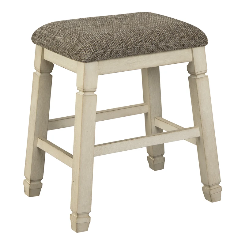 Ensemble de 2 tabourets de comptoir en bois avec assise rembourrée en tissu brun - Bolanburg