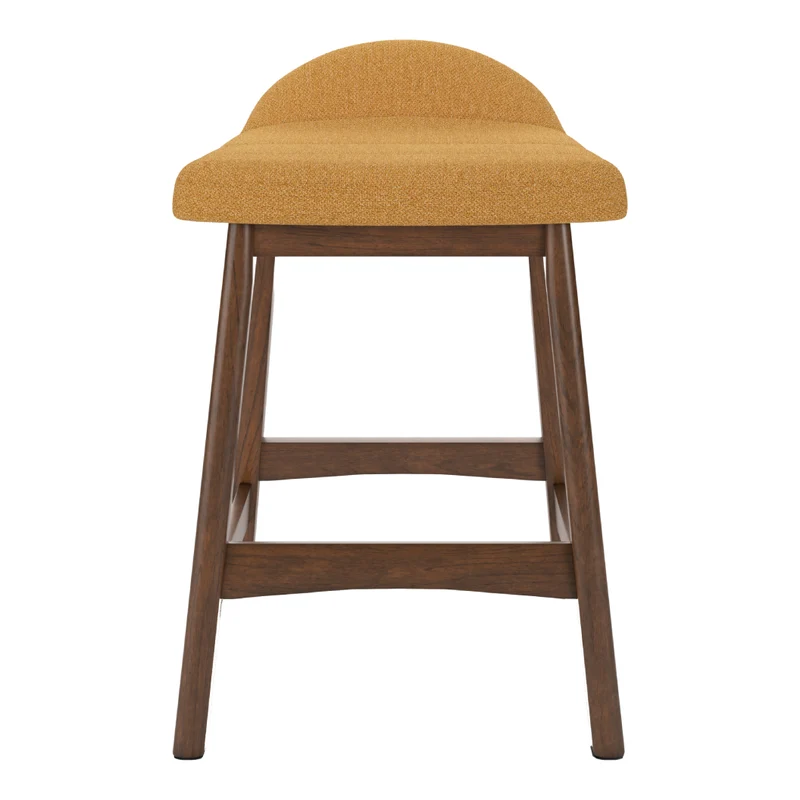 Ensemble de 2 tabourets de bar en bois avec assise rembourrée en tissu - Lyncott