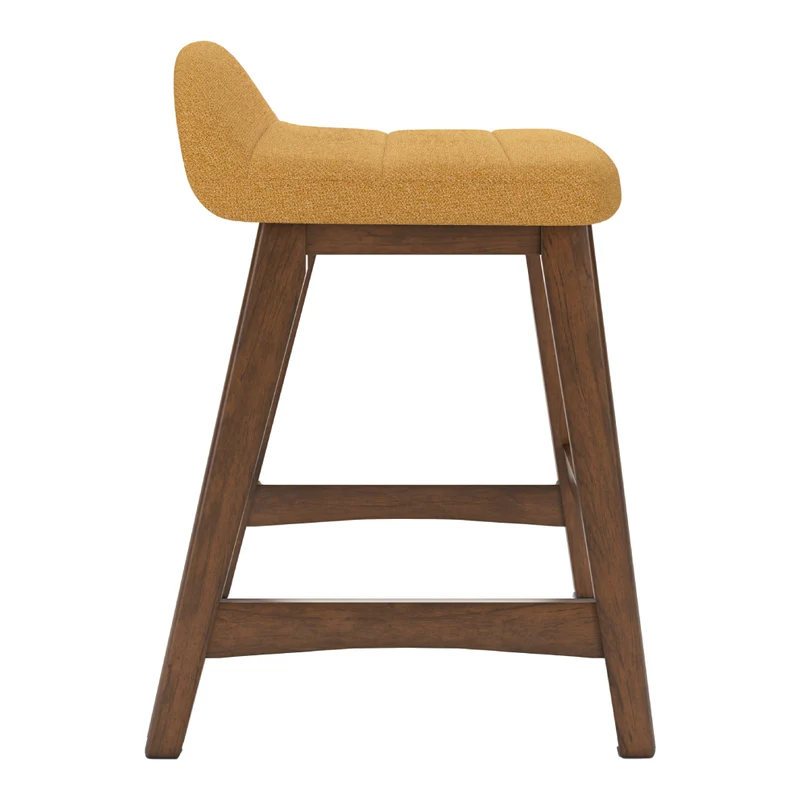 Ensemble de 2 tabourets de bar en bois avec assise rembourrée en tissu - Lyncott