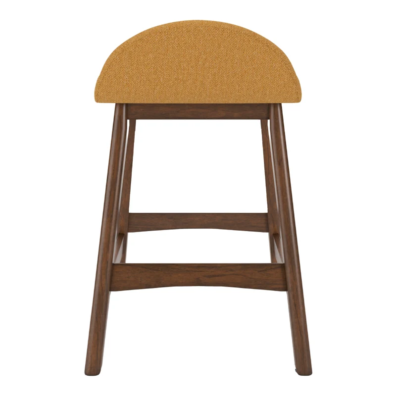 Ensemble de 2 tabourets de bar en bois avec assise rembourrée en tissu - Lyncott