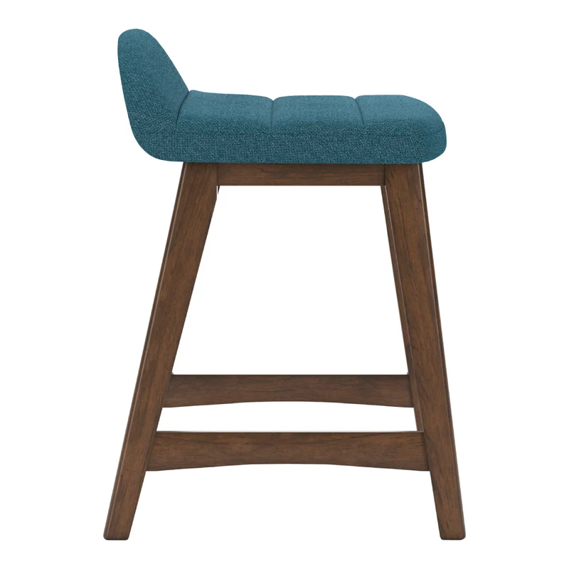 Ensemble de 2 tabourets de bar en bois avec assise rembourrée en tissu - Lyncott