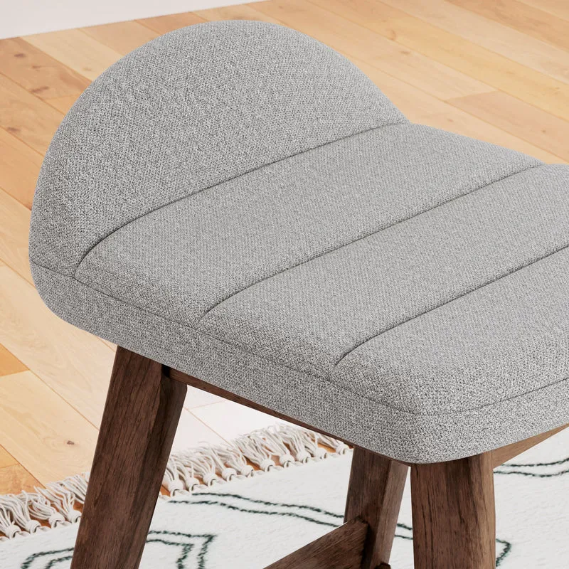Ensemble de 2 tabourets de bar en bois avec assise rembourrée en tissu - Lyncott