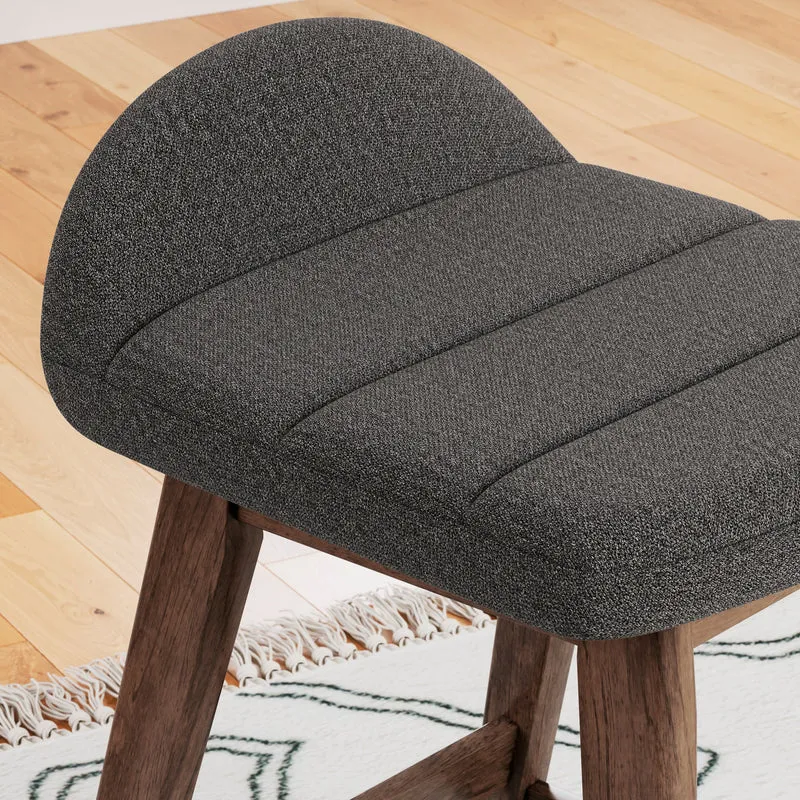 Ensemble de 2 tabourets de bar en bois avec assise rembourrée en tissu - Lyncott