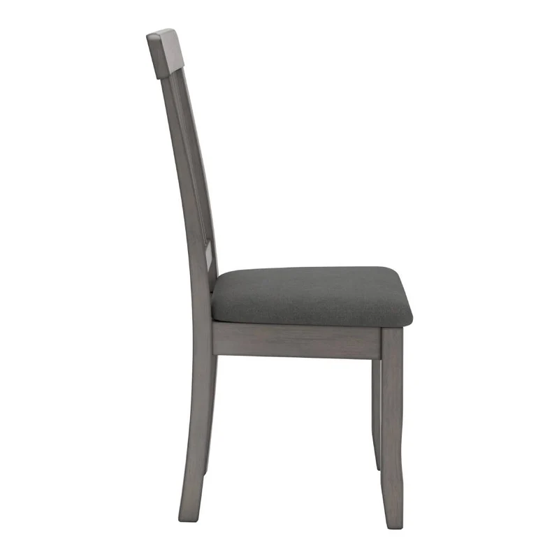 Ensemble de 2 chaises de salle à manger en bois avec assise rembourrée en tissu gris - Shullden