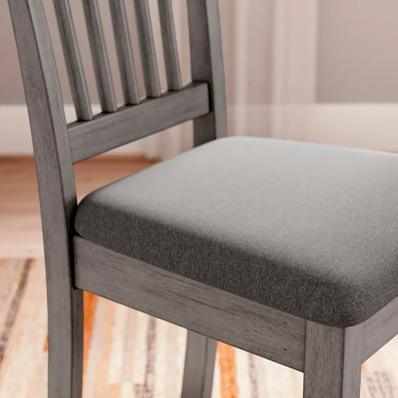 Ensemble de 2 chaises de salle à manger en bois avec assise rembourrée en tissu gris - Shullden