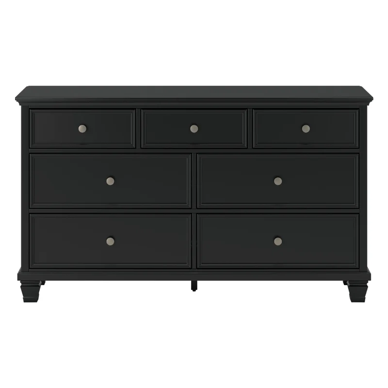 Bureau à 7 tiroirs en bois/placage noir - Lanolee