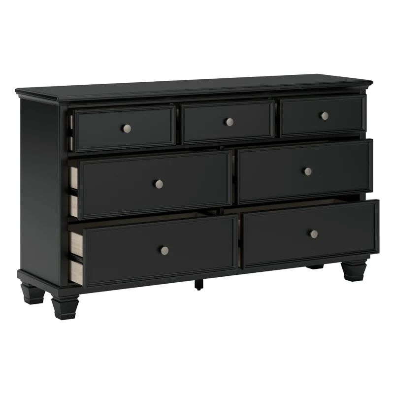 Bureau à 7 tiroirs en bois/placage noir - Lanolee