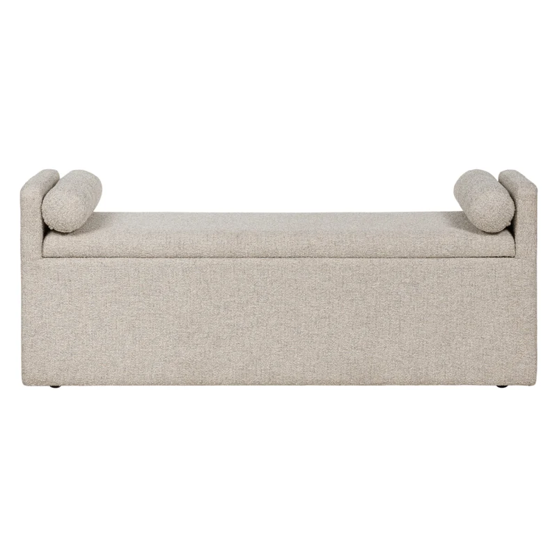 Banc de salle à manger en tissu beige avec rangement - Galliden