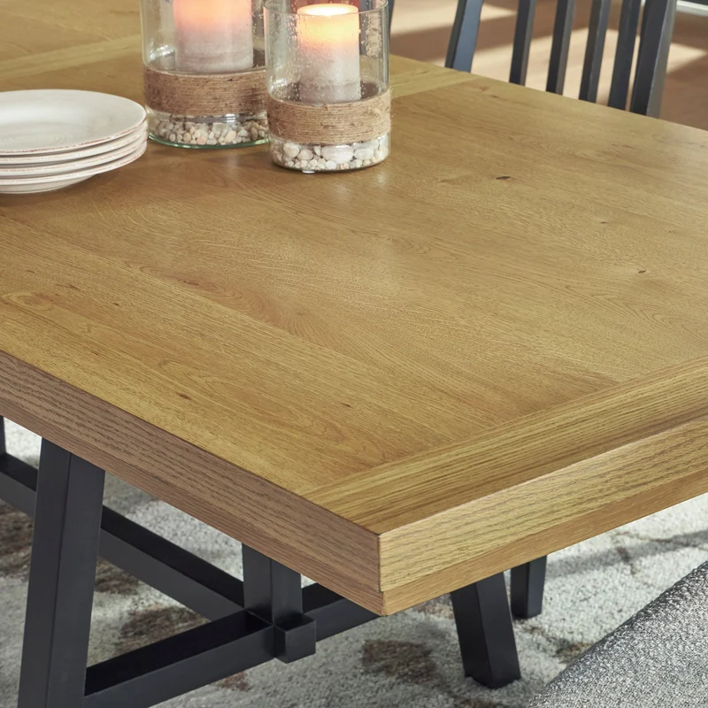 Table de salle à manger extensible en bois/placage de chêne rustique - Galliden