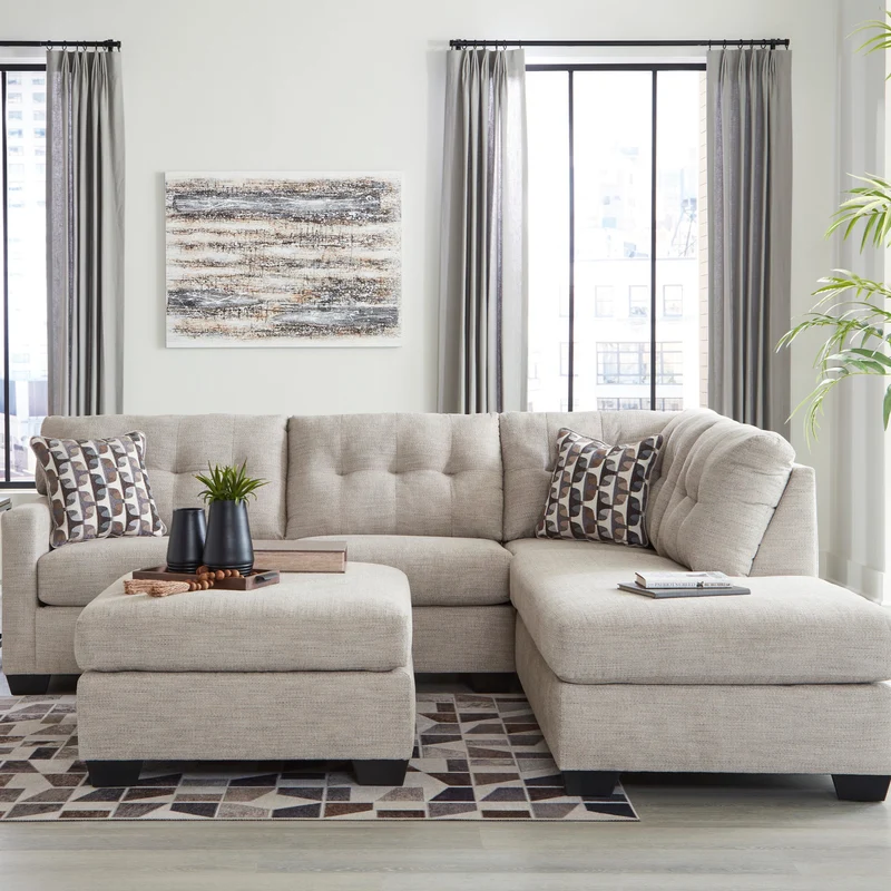 Sectionnel 2 pièces surdimensionné en tissu avec chaise longue - Mahoney