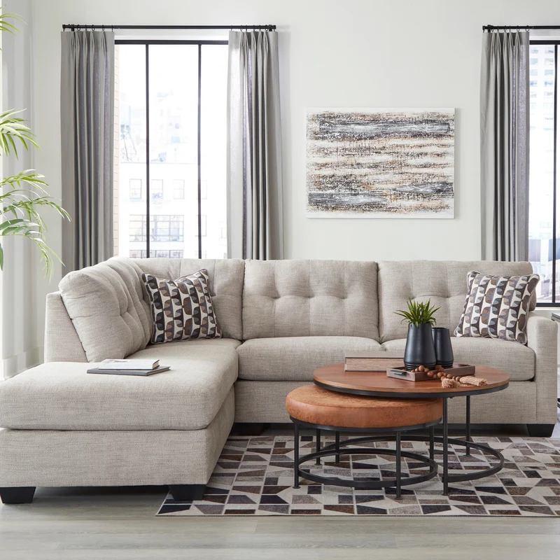 Sectionnel 2 pièces surdimensionné en tissu avec chaise longue - Mahoney