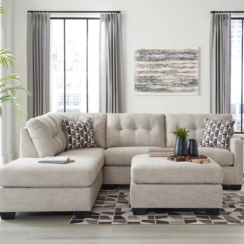 Sectionnel 2 pièces surdimensionné en tissu avec chaise longue - Mahoney
