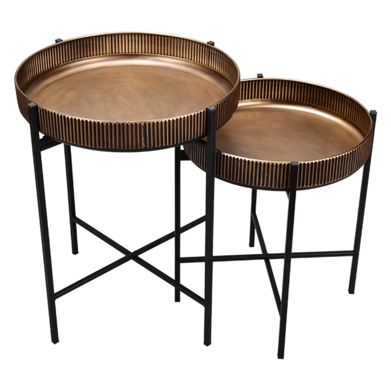 Table d'appoint ronde en métal doré et noir - Jane