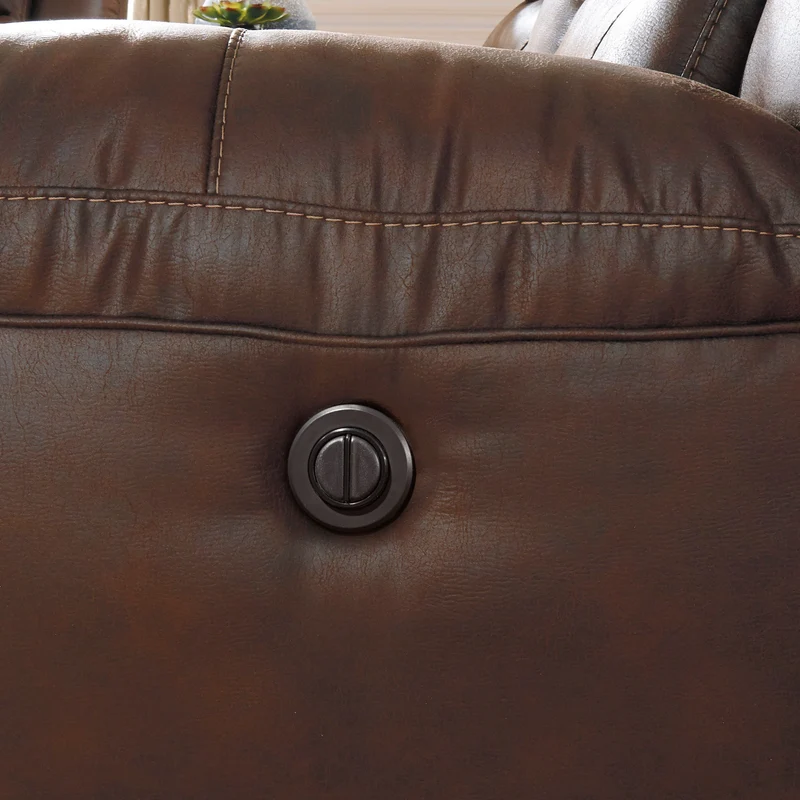Causeuse inclinable motorisée aspect cuir avec console - Stoneland