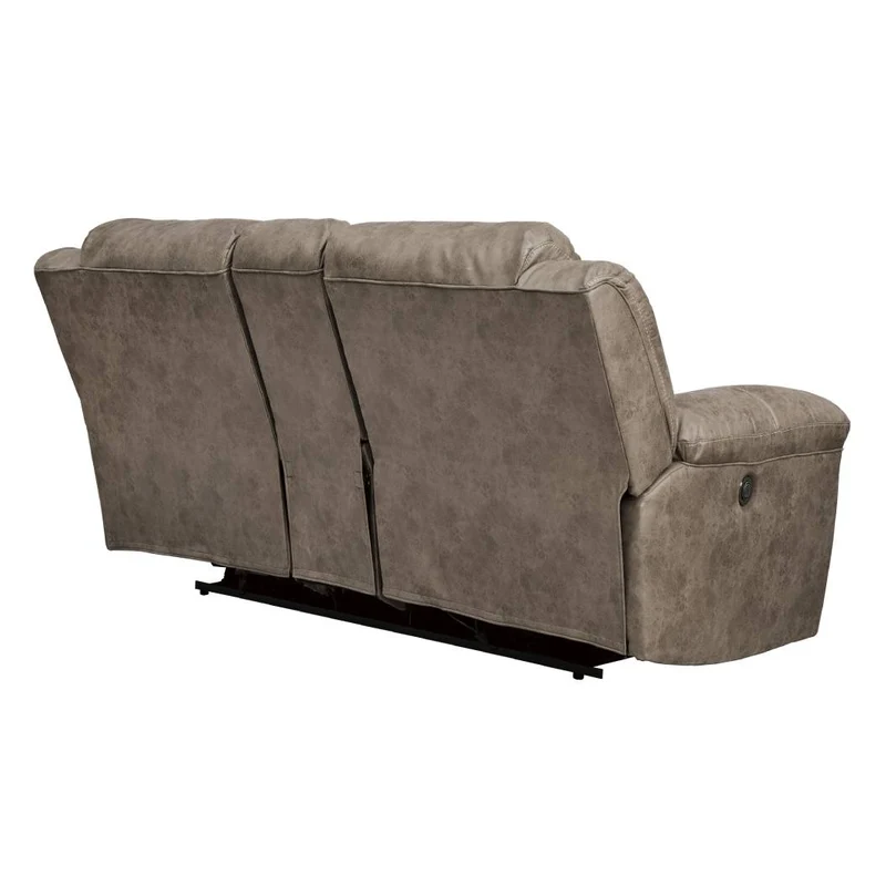 Causeuse inclinable motorisée aspect cuir avec console - Stoneland