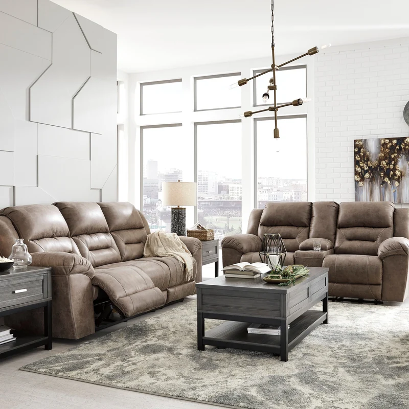 Causeuse inclinable aspect cuir avec console - Stoneland