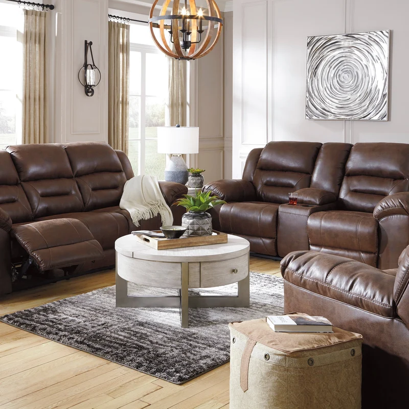 Causeuse inclinable aspect cuir avec console - Stoneland