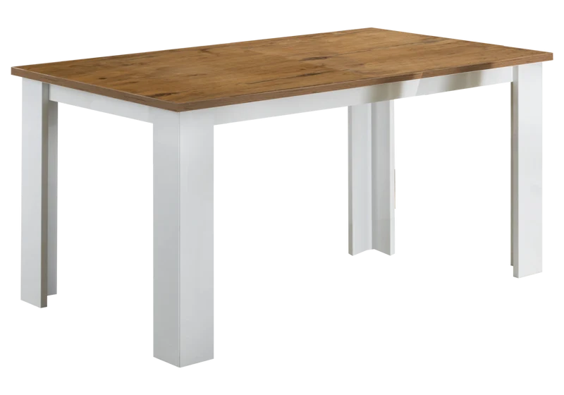 Salle à manger laquée blanc & bois naturel – SARAH