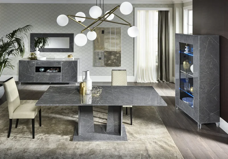 Salle à manger design marbre gris – VITTORIA