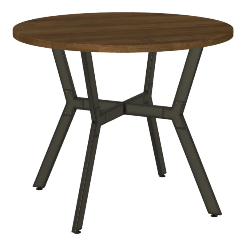 Table de salle à manger ronde en bois de merisier brun vieilli - Norcross