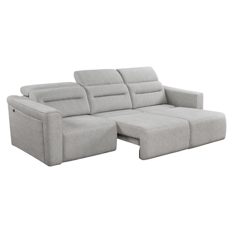 Sofa modulaire 3 pièces inclinable motorisé en tissu gris - Ibiza