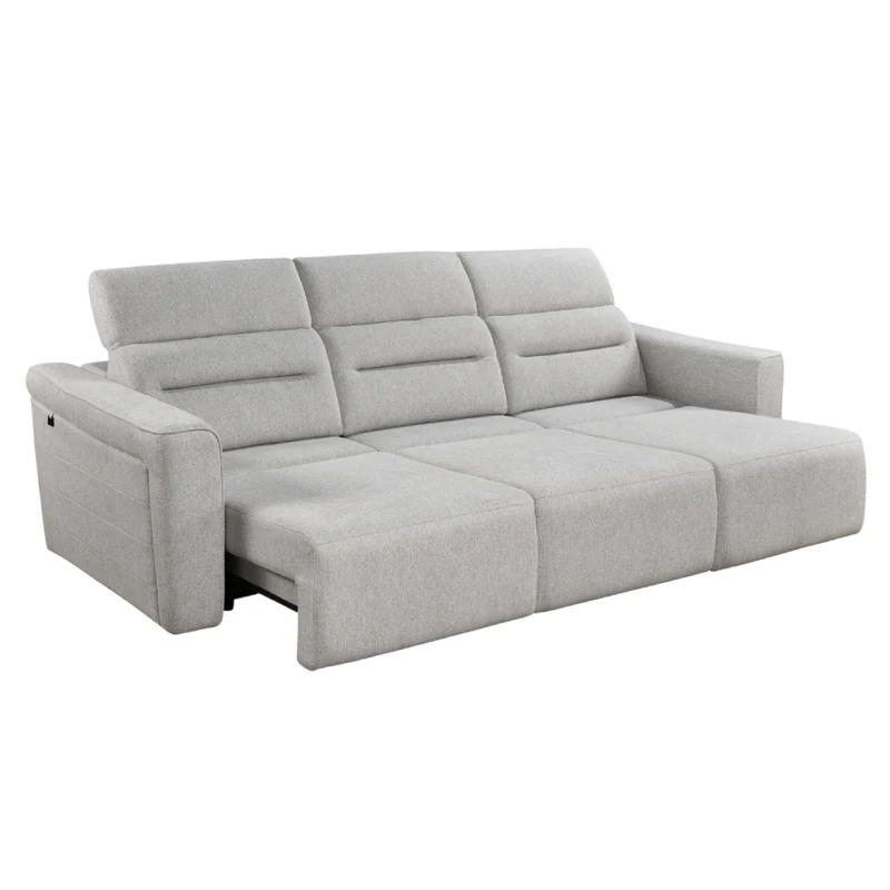 Sofa modulaire 3 pièces inclinable motorisé en tissu gris - Ibiza