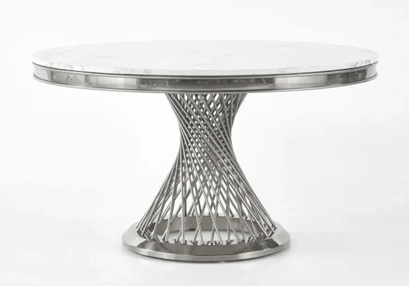 Table à manger ronde marbre blanc - Luc