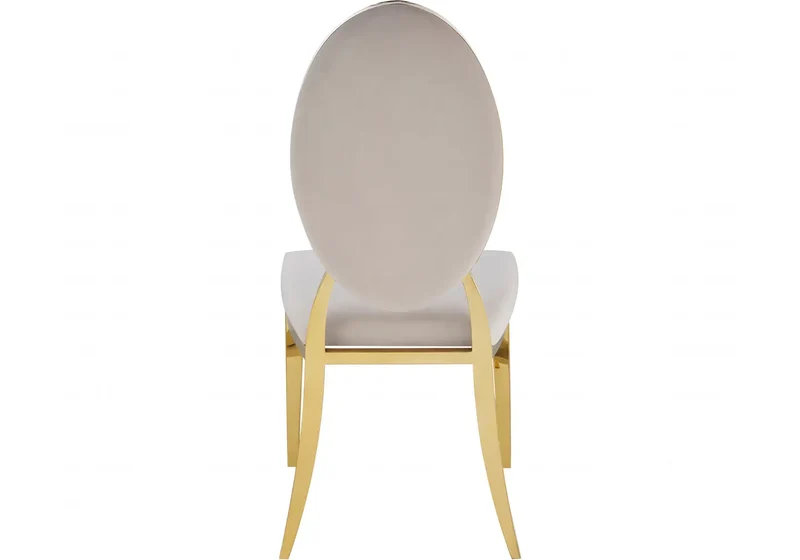 Chaise médaillon capitonnée velours taupe doré - Neo x4