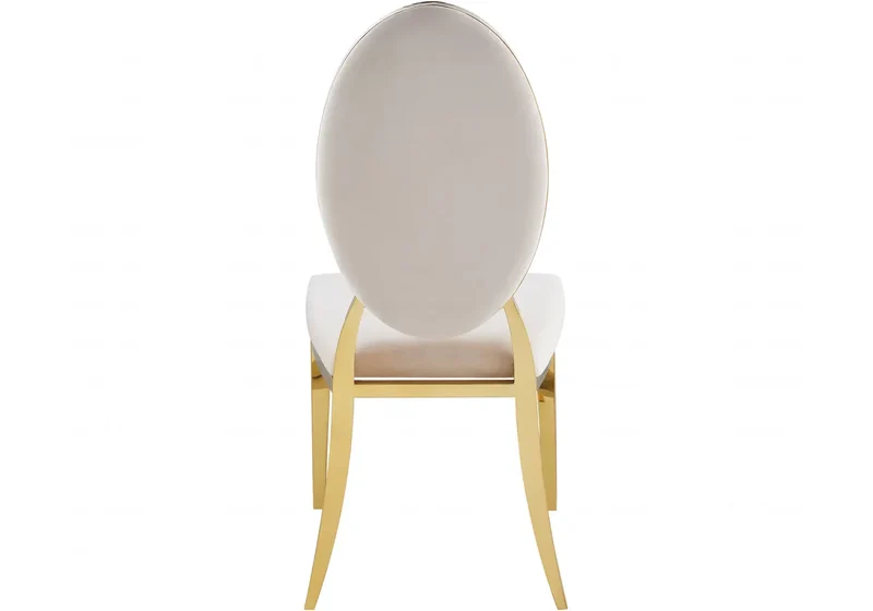 Chaise médaillon capitonnée velours beige doré - Neo x4