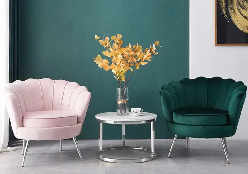 Fauteuil coquillage velours écru - Nymea