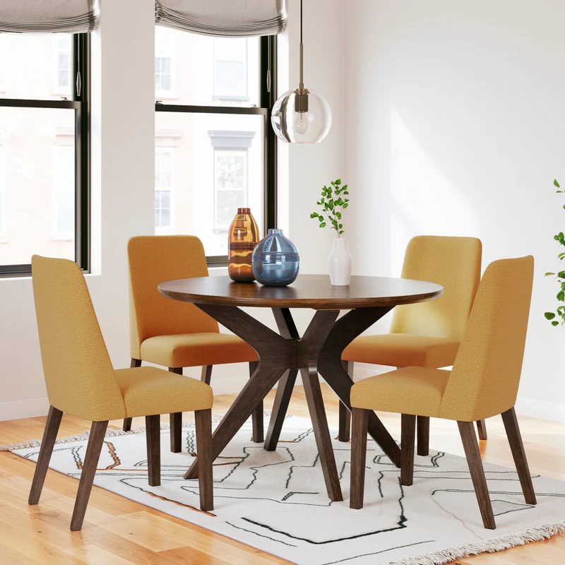 Ensemble de salle à manger avec 4 chaises rembourrées en tissu - Lyncott