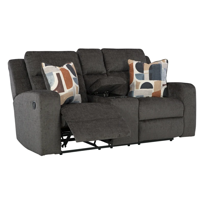 Causeuse inclinable en tissu avec console et coussins - Kanlow