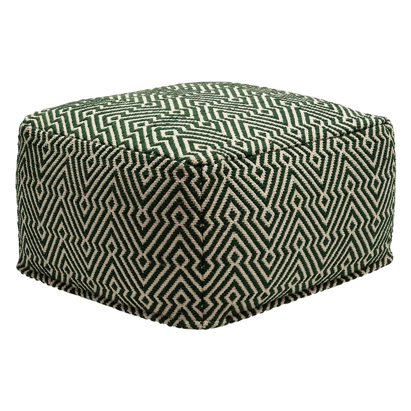 Ottoman en tissu vert et ivoire - Abacy
