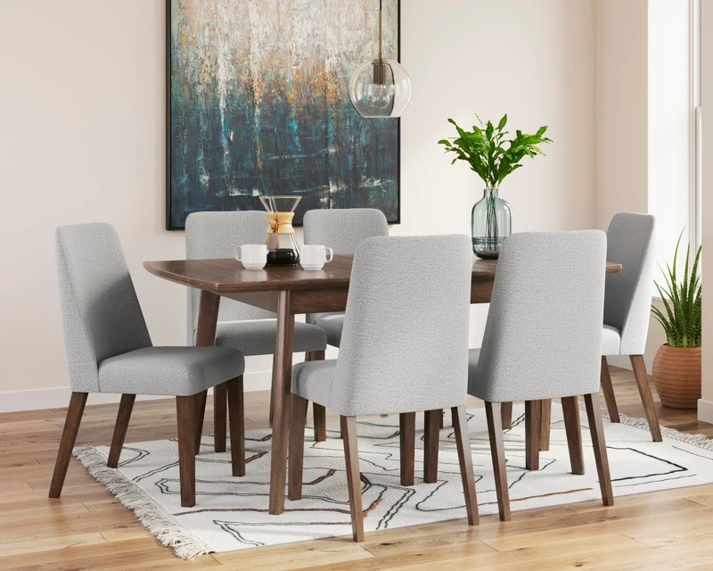 Ensemble de salle à manger avec 6 chaises rembourrées en tissu - Lyncott