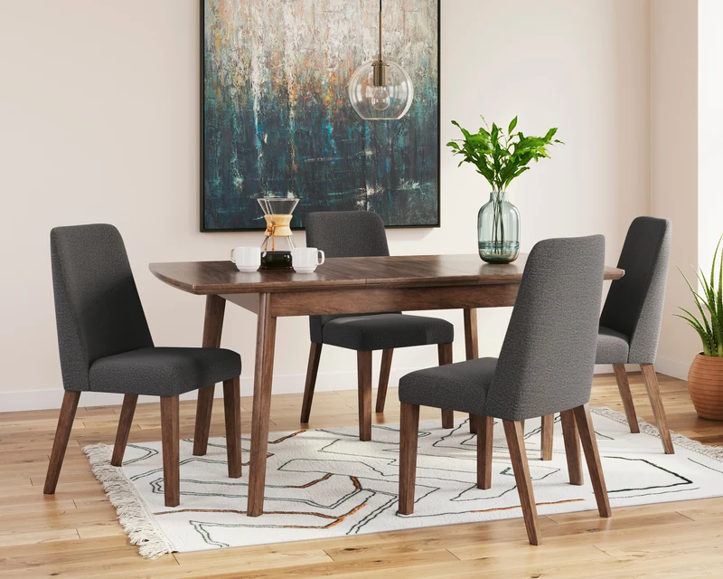 Ensemble de salle à manger avec 4 chaises rembourrées en tissu - Lyncott