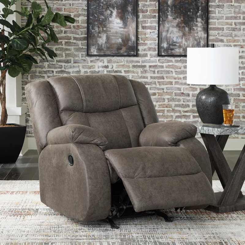 Fauteuil berçant et inclinable aspect cuir brun - First Base