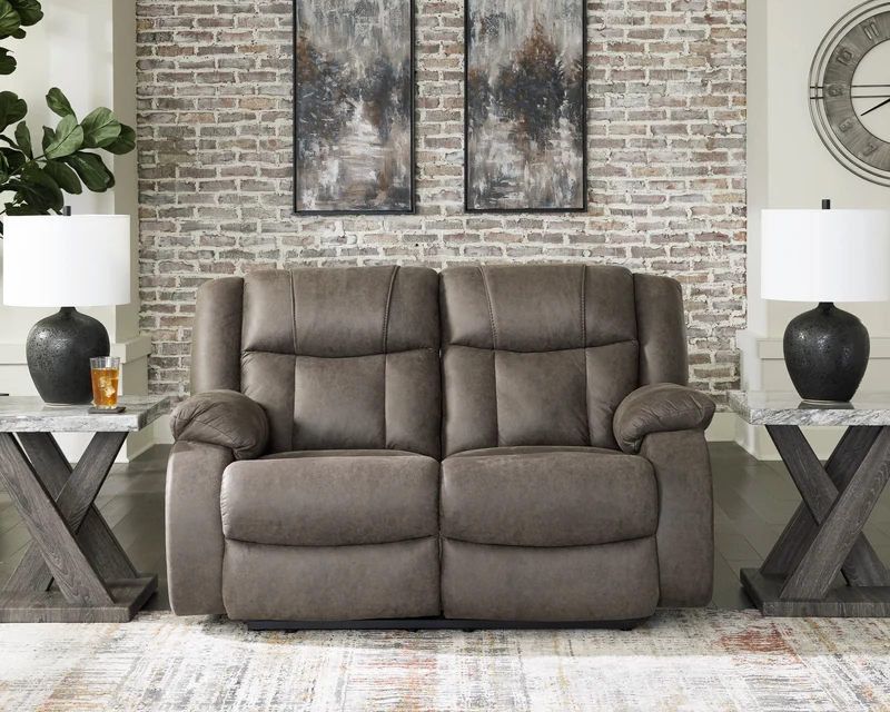 Causeuse inclinable aspect cuir brun - First Base