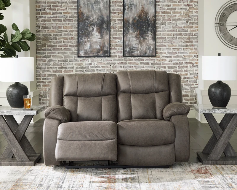 Causeuse inclinable aspect cuir brun - First Base