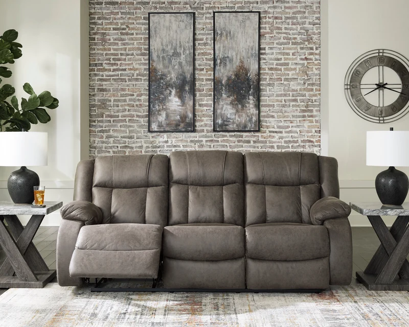 Sofa inclinable aspect cuir brun - First Base