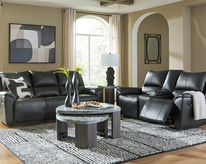 Sofa inclinable aspect cuir noir - Glossmore
