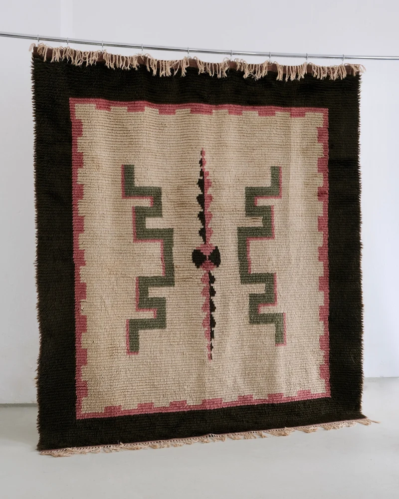 Large Art Deco Wool Rya Rug, Sweden, 1940s