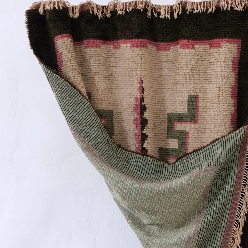 Large Art Deco Wool Rya Rug, Sweden, 1940s