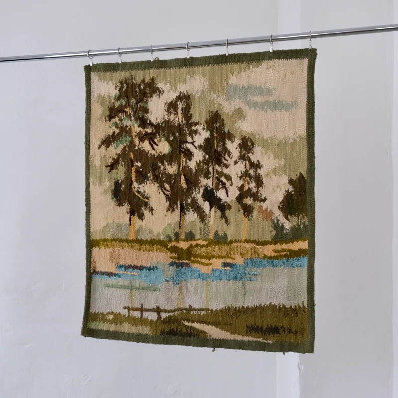 Mid-Century Landscape Wool Wall Tapestry, Poland