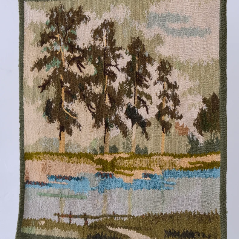 Mid-Century Landscape Wool Wall Tapestry, Poland
