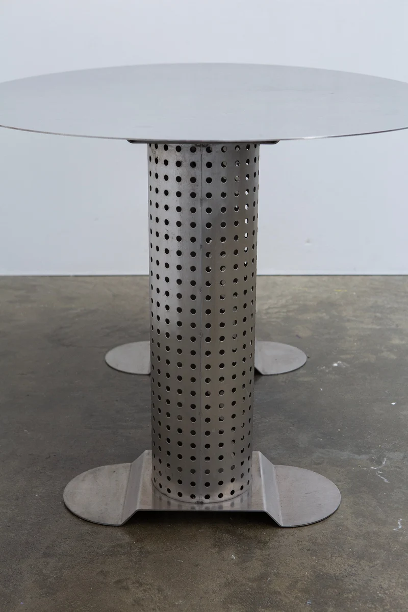 Postmodern Stainless Steel Dining Table, c.1980